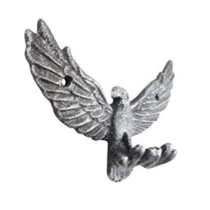 Handcrafted Nautical Decor Rustic Silver Cast Iron Flying Eagle Decorative Metal Talons Wall Hooks 6"