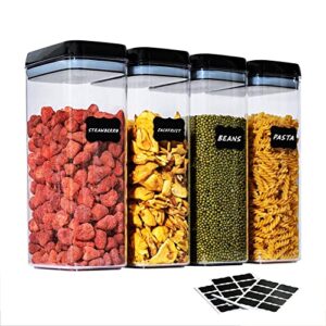 extra large airtight food storage container with lids updated bpa-free clear plastic kitchen organization pantry organization and storage for spaghetti, cereal & flour pasta containers 4 pcs 2.82qt