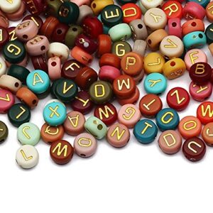 tobeit 1000pcs letter beads acrylic bead alphabet letter "a-z" round beads for jewelry making, bracelets, necklaces, key chains(gold)