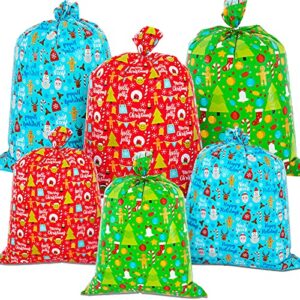 oumuamua 6 pack giant christmas gift bags - xmas jumbo presents bags 49x35.5 and 36.5x34.5” with gift tag cards for christmas huge gifts decorations, holiday gift giving