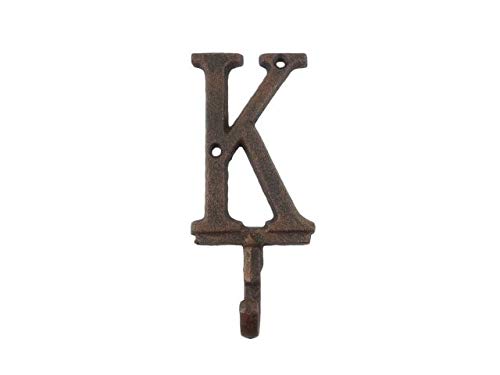 Handcrafted Nautical Decor Rustic Copper Cast Iron Letter K Alphabet Wall Hook 6"