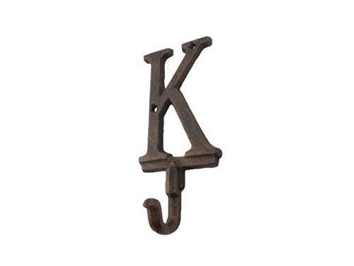 Handcrafted Nautical Decor Rustic Copper Cast Iron Letter K Alphabet Wall Hook 6"