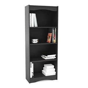 Home Square Tall 4 Shelf Wood Bookcase Set in Midnight Black (Set of 2)