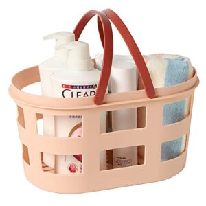 KUNZHAN Portable Shower Caddy Basket,Tote Plastic Organizer Storage Baskets with Handles,Shower Caddy Bins Organizer for College Dorm,Bathroom and Kitchen (light pink)