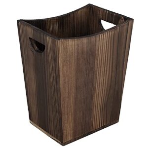 eteli wood waste basket small trash can for office rectangular trash can decorative with 2 handles for bathroom bedroom kitchen hotel (brown)