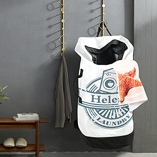 Personalized Laundry Bag Backpack Washable Large Enough Dirty Clothes Organizer for College,Travel,Camp,Dorm Essentials Any Name Laundry Bag