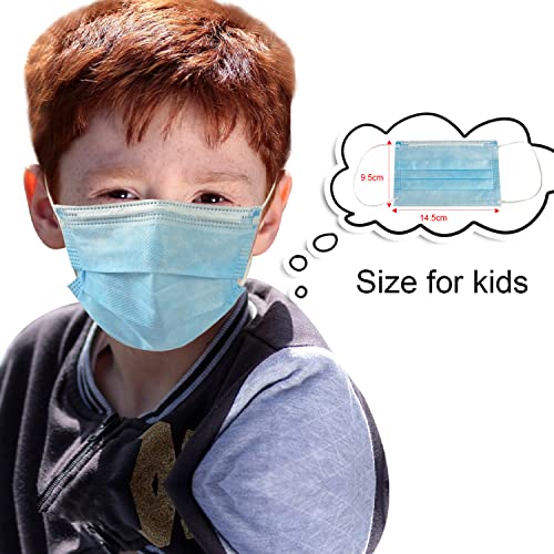 Kids Face Mask Blue Disposable Children Breathable Safety Masks with Adjustable Nose Clip(50 Pack)