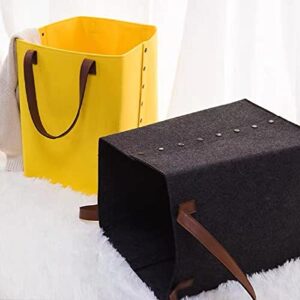 RuiYBuTi, Laundry Basket, Storage Bins Laundry Hamper Bag with Handle for Bedroom Laundry Room, Collapsible Felt Toy Storage Organizer Room Decor, Black