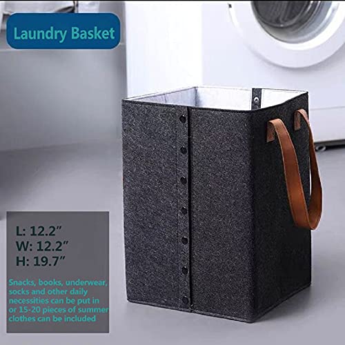 RuiYBuTi, Laundry Basket, Storage Bins Laundry Hamper Bag with Handle for Bedroom Laundry Room, Collapsible Felt Toy Storage Organizer Room Decor, Black