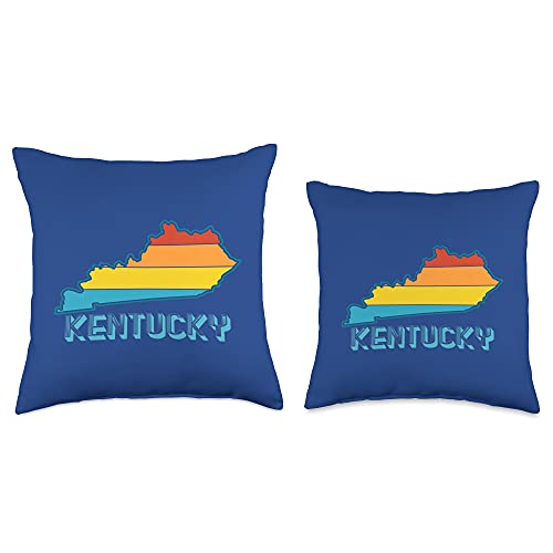 State of Kentucky Merch Souvenir & Gifts Co. 70s 80s Retro Bluegrass State Outline Louisville Kentucky Throw Pillow, 18x18, Multicolor