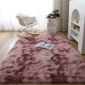 plush furry shaggy rugs modern area rug for bedroom living room nursery floor soft decor rugs fluffy shag collection throw rugs non-slip fuzzy rugs washable fur mats carpets (5x8ft, pink purple)