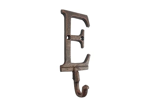 Handcrafted Nautical Decor Rustic Copper Cast Iron Letter E Alphabet Wall Hook 6"