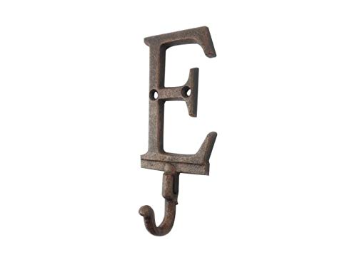 Handcrafted Nautical Decor Rustic Copper Cast Iron Letter E Alphabet Wall Hook 6"