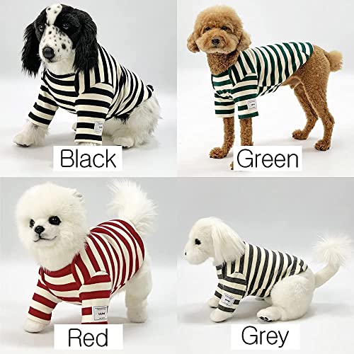 U&Pet Dog All Day Striped T-Shirts Cotton Clothes,Pet Stretchy Soft Basic Clothes for Small Medium Large Dogs (L, Grey)