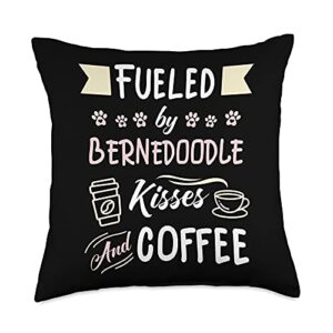 mini bernedoodle shirts and gifts mini bernedoodle mom bernese mountain poo coffee lover throw pillow, 18x18, multicolor
