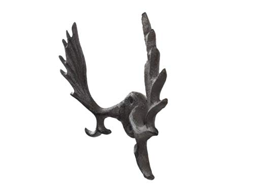 Handcrafted Nautical Decor Cast Iron Moose Antler Decorative Metal Wall Hooks 8"