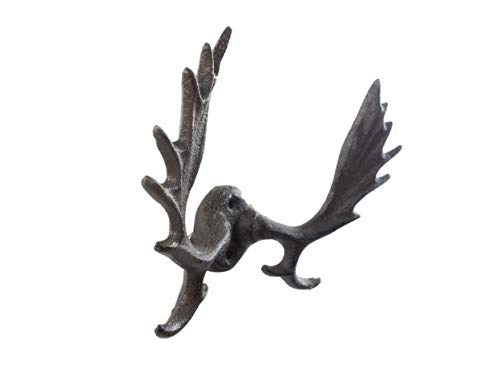 Handcrafted Nautical Decor Cast Iron Moose Antler Decorative Metal Wall Hooks 8"