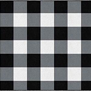 Flagship Carpets Schoolgirl Style Industrial Chic Black & White Buffalo Check Classroom Area Rug for Indoor Classroom Learning or Kid Bedroom Educational Play Mat, 7'6" x 12'