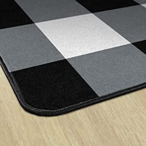 Flagship Carpets Schoolgirl Style Industrial Chic Black & White Buffalo Check Classroom Area Rug for Indoor Classroom Learning or Kid Bedroom Educational Play Mat, 7'6" x 12'