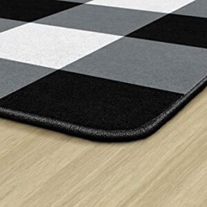 Flagship Carpets Schoolgirl Style Industrial Chic Black & White Buffalo Check Classroom Area Rug for Indoor Classroom Learning or Kid Bedroom Educational Play Mat, 7'6" x 12'