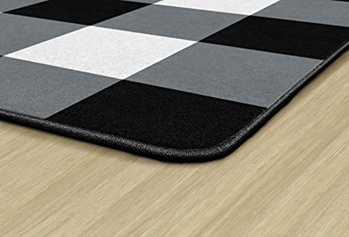 Flagship Carpets Schoolgirl Style Industrial Chic Black & White Buffalo Check Classroom Area Rug for Indoor Classroom Learning or Kid Bedroom Educational Play Mat, 7'6" x 12'