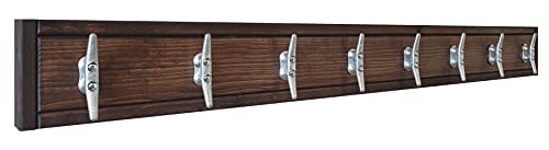 Bay View, Wood Boat Cleat Hook Rack, Rustic Hook Rack, Farmhouse Hook Rack, Wooden Coat Rack, Coat Rack Wall Mount- 4 Sizes and 20 Colors - Jacobean