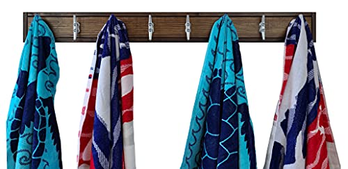 Bay View, Wood Boat Cleat Hook Rack, Rustic Hook Rack, Farmhouse Hook Rack, Wooden Coat Rack, Coat Rack Wall Mount- 4 Sizes and 20 Colors - Jacobean