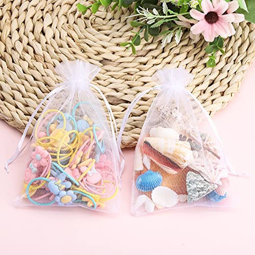 acDesign 200Pcs Organza Bags 4"x6" Jewelry Bags Drawstring White mesh gift bags for Candy Jewelry Makeup Pouches