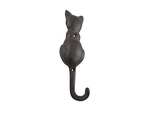 Handcrafted Nautical Decor Cast Iron Cat Tail Decorative Metal Wall Hook 7"