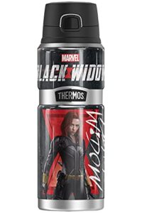 marvel - black widow thermos stainless king stainless steel drink bottle, vacuum insulated & double wall, 24oz