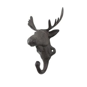 Handcrafted Nautical Decor Cast Iron Moose Head Decorative Metal Wall Hooks 7"