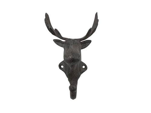 Handcrafted Nautical Decor Cast Iron Moose Head Decorative Metal Wall Hooks 7"