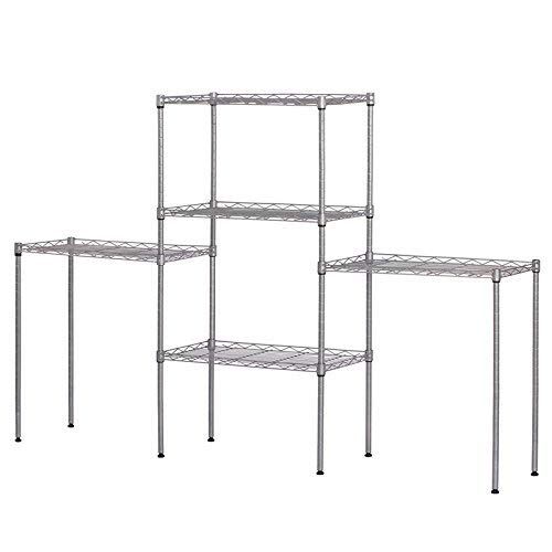 Alued 5-Shelf Shelving Storage Unit Metal Shelving Wire Rack Kitchen Storage Shelf Rack For Garage Shelf Kitchen Appliance Storage Changeable Assembly Floor Standing Carbon Steel Storage Rack (Silver)