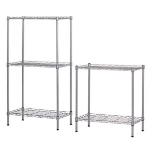 Alued 5-Shelf Shelving Storage Unit Metal Shelving Wire Rack Kitchen Storage Shelf Rack For Garage Shelf Kitchen Appliance Storage Changeable Assembly Floor Standing Carbon Steel Storage Rack (Silver)