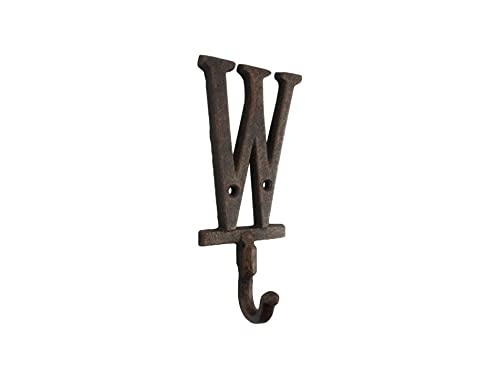 Handcrafted Nautical Decor Rustic Copper Cast Iron Letter W Alphabet Wall Hook 6"