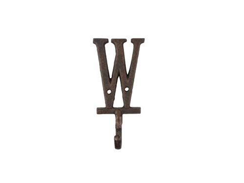 Handcrafted Nautical Decor Rustic Copper Cast Iron Letter W Alphabet Wall Hook 6"