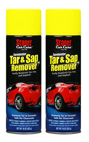 Stoner Car Care 91154-2PK 10-Ounce Tarminator Tar, Sap, and Asphalt Remover Safe on Automotive Paint and Chrome on Cars, Trucks, RVs, Motorcycles, and Boats, Pack of 2, Clear