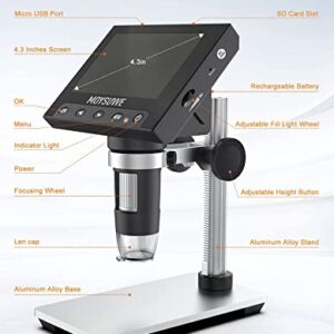 Coin Microscope, MOYSUWE 4.3 inch LCD Digital Microscope with Screen, Coin Microscope for Error Coins for Kids Adults - Metal Stand, 8 LED Lights, Compatible with Windows