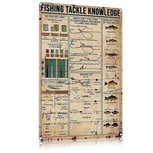 retro metal sign vintage tin sign fishing tackle knowledge sign for plaque poster cafe wall art sign gift 8 x 12 inch