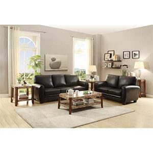 Pemberly Row 3 Seater Modern Faux Leather Sofa with Silver Metal Legs, Upholstered Couch for Home Office Living Room, Distressed Black