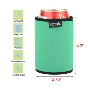 Cosmos Pack of 5 Non Skid Full Flat Bottom Neoprene 12 OZ Can Cooler Sleeves Can Insulated Cover for Soda, Beer & Water Bottles (For 12 oz Standard Can Size)