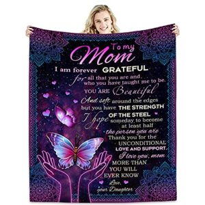 to my mom gifts blanket flower butterfly ultra-soft micro fleece throw blankets, gifts for mothers day for mom from daughter| from daughter son gift birthdays bed sofa travel warm love fuzzy 60 x50