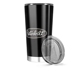 insulated tumbler stainless steel 20oz 30 oz peterbilt hot trucks coffee logo wine tea cold iced funny travel cups mugs for men women, white