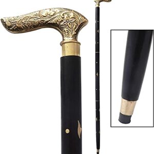 Halloween Walking Cane (37 Inch) Unique Gentleman Decorative Wooden Folding Walking Sticks with Brass Inlay Design Handle for Senior CitizenWalking Sticks and Canes for Men/Women/Seniors