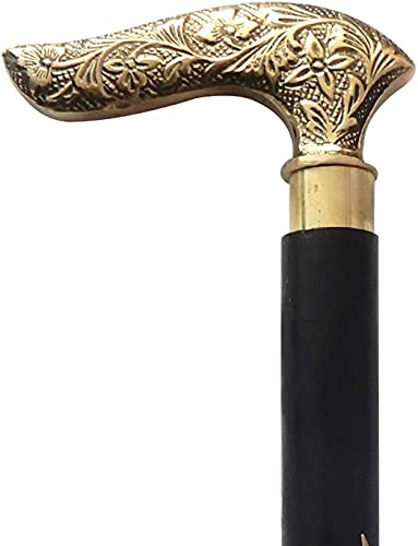 Halloween Walking Cane (37 Inch) Unique Gentleman Decorative Wooden Folding Walking Sticks with Brass Inlay Design Handle for Senior CitizenWalking Sticks and Canes for Men/Women/Seniors