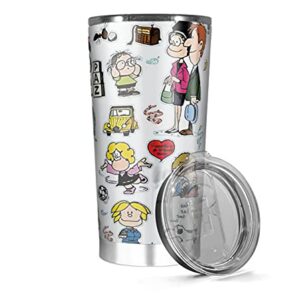 Stainless Steel Insulated Tumbler 20oz 30oz Mafalda Tea And Coffee Her Iced Characters Hot Wine Cold Funny Travel Cups Mugs For Men Women, White