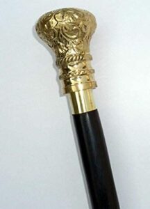 vintage brass ball head handle victorian style wooden stick walking shaft cane (3 fold wooden walking cane )
