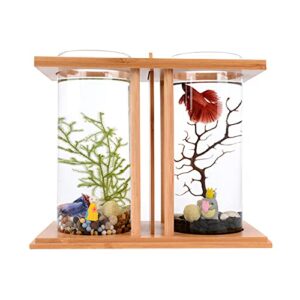creative bamboo and wood ecological fish tank dual glass desktop mini diy goldfish betta fish tank aquarium small fish tank