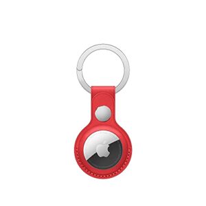airino - leather airtag holder airtag case airtag keychain . excellent air tag accessories for apple airtag (red)