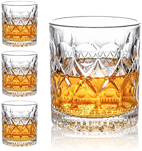 Aoeoe Whiskey Glasses Set of 4, 11 OZ Old Fashioned Glasses, Bourbon Glasses, Premium Scotch Glasses, Rocks Glasses, Cocktail Glasses, Clear Rum Glasses, Bar Glasses, Whiskey Glasses for Men